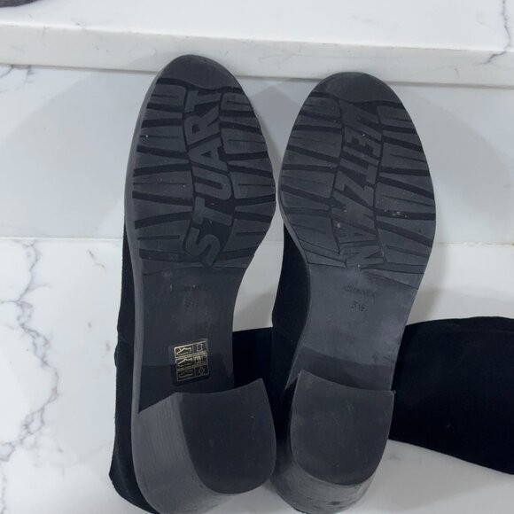 Stuart Weitzman Suede Over The Knee Boots Size 5.5 Black Block Heel - Picture 5 of 15